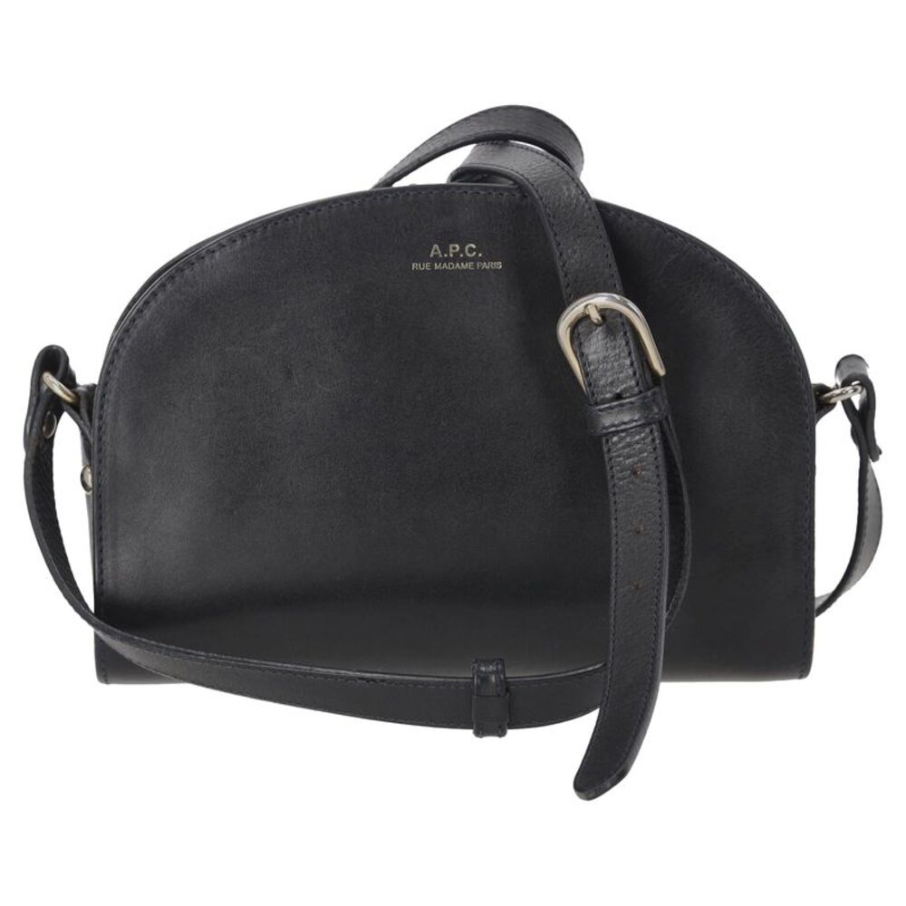 A.P.C Demi Lune Shoulder Bag in Dark Blue Leather